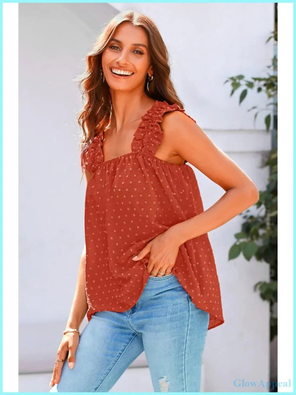 Boho Floral Ruffle Sleeveless Tank Top Women Pleated Square Neck Summer Blouse